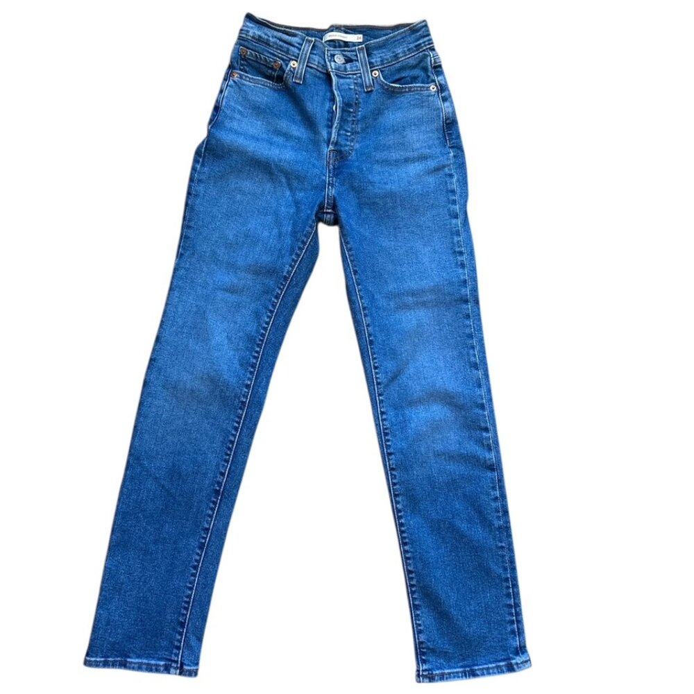 Levi's Womens sz 24 Jeans Blue Denim Wedgie Straight Button Fly Retro 90s